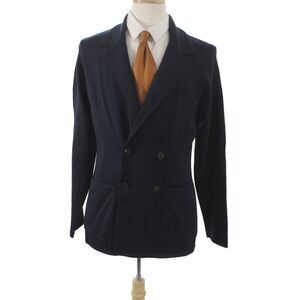 Bugatchi Men Blazer Blue Merino Wool Button Solid Classic Size M